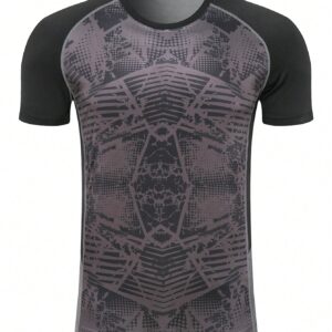 Men Graphic Print Raglan Sleeve Sports Tee Workout Tops