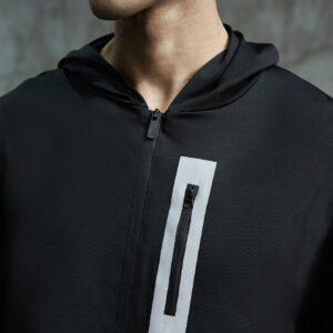 Boyfriend Style Men Geo Print Zip Up Hooded Sports Jacket Workout Tops - Image 4