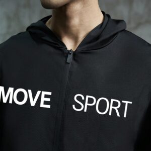 Men Letter Graphic Zip Up Hooded Sports Jacket Workout Tops - Image 3