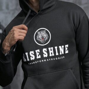 Boyfriend Style Men Letter & Wolf Graphic Kangaroo Pocket Drawstring Sports Hoodie Boyfriend Style Men Sweatshirt - Image 6