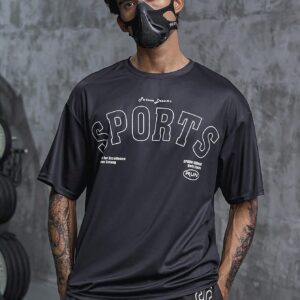 Men's Letter Printed Sports T-Shirt Workout Tops
