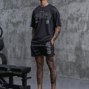 Men's Letter Printed Sports T-Shirt Workout Tops - Image 4