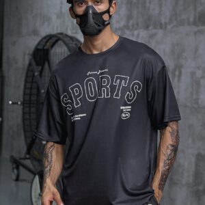 Men's Letter Printed Sports T-Shirt Workout Tops - Image 6