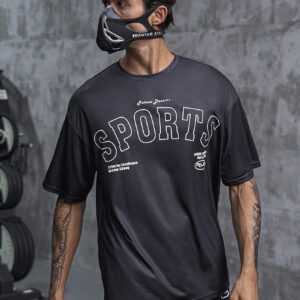 Men's Letter Printed Sports T-Shirt Workout Tops - Image 8