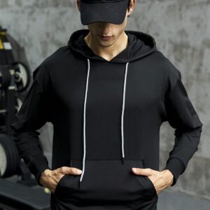 Men Letter Graphic Kangaroo Pocket Drawstring Sports Hoodie Men Sweatshirt - Image 3