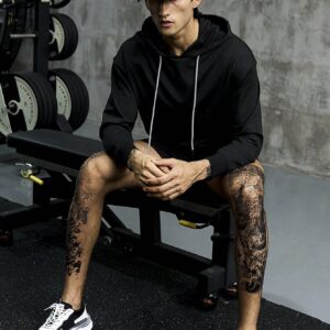 Men Letter Graphic Kangaroo Pocket Drawstring Sports Hoodie Men Sweatshirt - Image 5