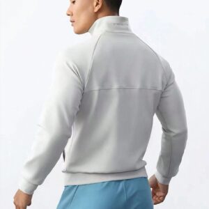 Boyfriend Style Men Letter Graphic Raglan Sleeve Zipper Up Stand Collar Sports Jacket Workout Tops