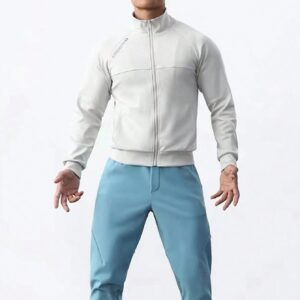 Boyfriend Style Men Letter Graphic Raglan Sleeve Zipper Up Stand Collar Sports Jacket Workout Tops - Image 3