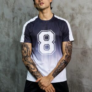Men Letter Graphic Contrast Side Seam Sports Tee And Shorts Set, Athletic Suit, Tracksuit Workout Set Workout Sets - Image 6