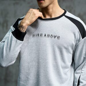 Men Letter Graphic Colorblock Sports Sweatshirt Men Sweatshirt - Image 4
