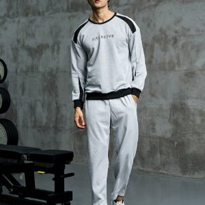Men Letter Graphic Colorblock Sports Sweatshirt Men Sweatshirt - Image 5