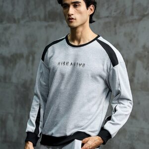 Men Letter Graphic Colorblock Sports Sweatshirt Men Sweatshirt - Image 6