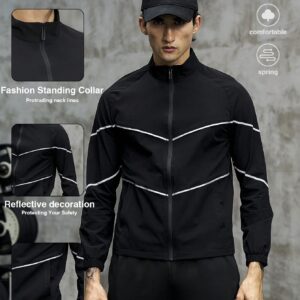 Boyfriend Style Men Contrast Piping Zip Up Sports Jacket Workout Tops