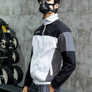 Boyfriend Style Men Colorblock Letter Embroidery Zip Up Sports Jacket Workout Tops - Image 3
