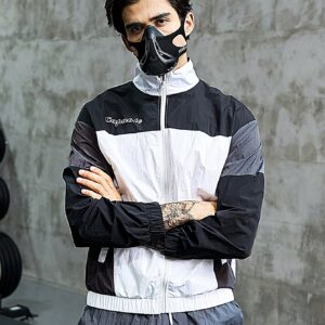 Boyfriend Style Men Colorblock Letter Embroidery Zip Up Sports Jacket Workout Tops - Image 4