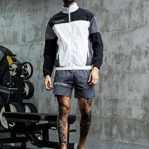 Boyfriend Style Men Colorblock Letter Embroidery Zip Up Sports Jacket Workout Tops - Image 8