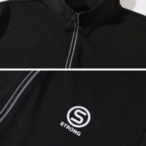 Men's Letter Print Zipper Sports Jacket Workout Tops - Image 6