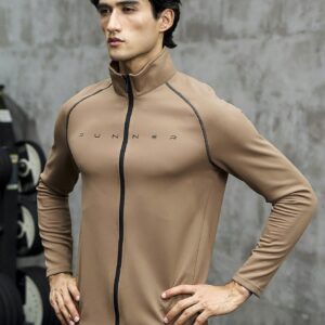 Boyfriend Style Men Letter Graphic Contrast Piping Raglan Sleeve Zip Up Sports Jacket Workout Tops
