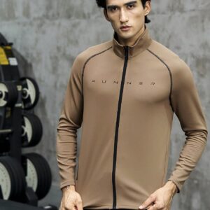 Boyfriend Style Men Letter Graphic Contrast Piping Raglan Sleeve Zip Up Sports Jacket Workout Tops - Image 6
