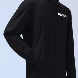 Boyfriend Style Men's Letter Print Track Jacket Workout Tops - Image 4
