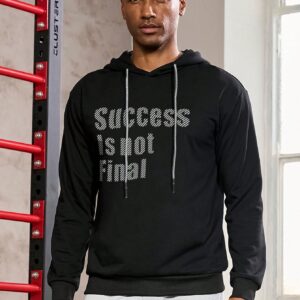 Boyfriend Style Men Slogan Graphic Drawstring Sports Hoodie Boyfriend Style Men Sweatshirt