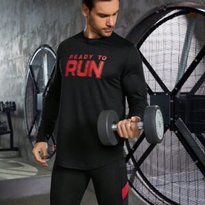 Men Letter Graphic Sports Tee Long Sleeve Shirt - Image 4