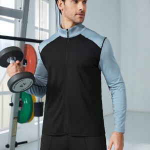 Boyfriend Style Men Colorblock Zip Up Sports Jacket Workout Tops - Image 7