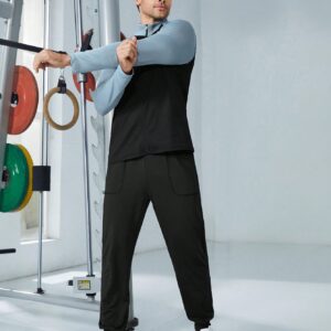 Boyfriend Style Men Colorblock Zip Up Sports Jacket Workout Tops - Image 3