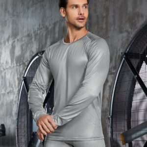 Boyfriend Style Men Solid Raglan Sleeve Sports Tee & Pants, Athletic Suit, Tracksuit Workout Set - Image 4
