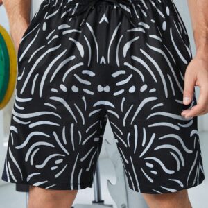 Men Allover Print Slant Pocket Drawstring Waist Sports Shorts - Image 7