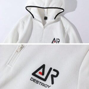 Men's Letter Printed Hooded Zipper Sport Jacket Workout Tops - Image 4