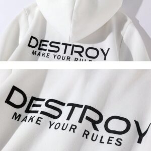 Men's Letter Printed Hooded Zipper Sport Jacket Workout Tops - Image 6