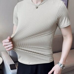Men's Round Neck Sports T-Shirt Workout Tops Men>Topsknitted Top For Mentops For Menmens Tops - Image 3