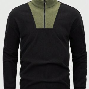 Boyfriend Style Men's Color Blocking Plush Sports Jacket Workout Tops