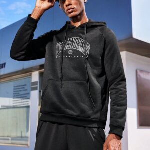 Men Letter Graphic Raglan Sleeve Drawstring Sports Hoodie Men Sweatshirt - Image 3