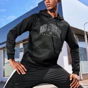 Men Letter Graphic Raglan Sleeve Drawstring Sports Hoodie Men Sweatshirt - Image 4