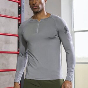 Men's Dragon Print Raglan Sleeve Sports T-Shirt Long Sleeve Shirt