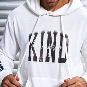 Men Letter Graphic Kangaroo Pocket Drawstring Sports Hoodie Men Sweatshirt - Image 5