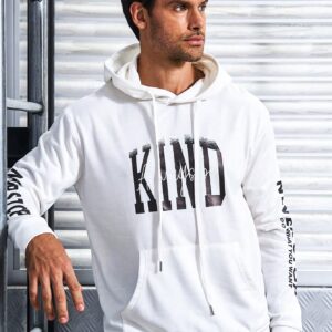 Men Letter Graphic Kangaroo Pocket Drawstring Sports Hoodie Men Sweatshirt - Image 7