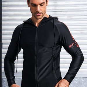 Men's Letter Pattern Raglan Sleeve Athletic Jacket Workout Tops - Image 6