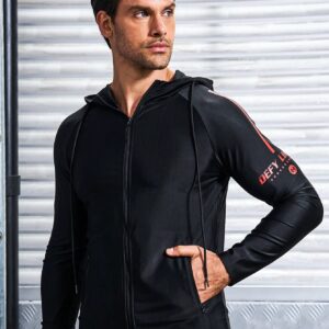 Men's Letter Pattern Raglan Sleeve Athletic Jacket Workout Tops - Image 7
