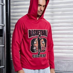 Men Letter & Figure Graphic Raglan Sleeve Sports Hoodie Men Sweatshirt