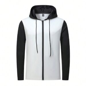 Boyfriend Style Men's Color Block Hooded Drawstring Sports Jacket Workout Tops