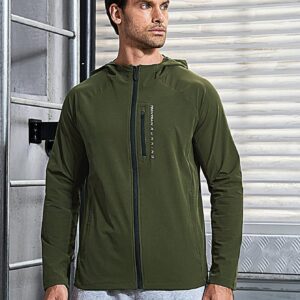 Men Letter Graphic Zip Up Hooded Sports Jacket Workout Tops