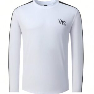 Men Letter Graphic Contrast Side Seam Sports Tee Long Sleeve Shirt