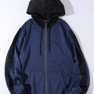 Men's Hooded Sports Jacket With Kangaroo Pocket And Drawstring Design Workout Tops - Image 3