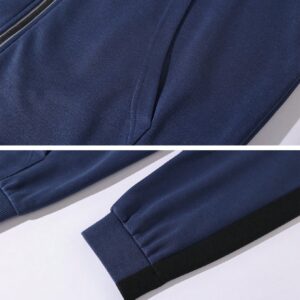 Men's Hooded Sports Jacket With Kangaroo Pocket And Drawstring Design Workout Tops - Image 4