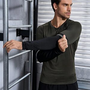 Men Letter Graphic Sports Tee With 2 In 1 Sports Tights, Athletic Suit, Tracksuit Workout Set - Image 6