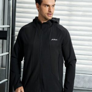 Men's Hooded Sports Jacket With Letter Printed Workout Tops