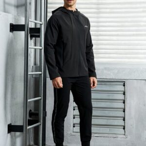 Men's Hooded Sports Jacket With Letter Printed Workout Tops - Image 4